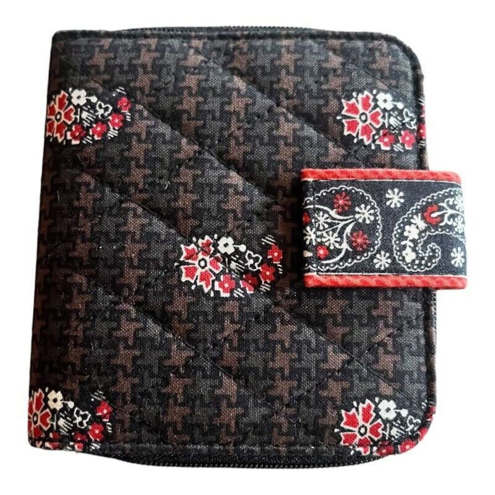 Vera Bradley Wristlet Wallet Brown Houndstooth Paisley Pattern Zipper NWT